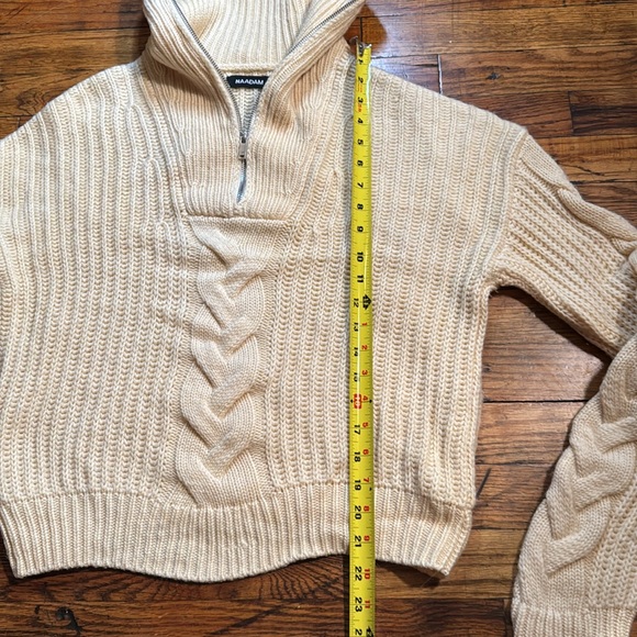 NAADAM Women's Cashmino Cable Quarter Zip‎ Comfy Popover Sweater Cream  Size XS - Picture 12 of 12